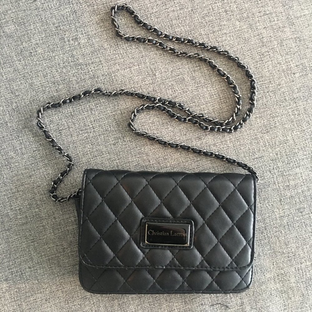 Christian Lacroix black crossbody bag with chain, vegan, excellent condition